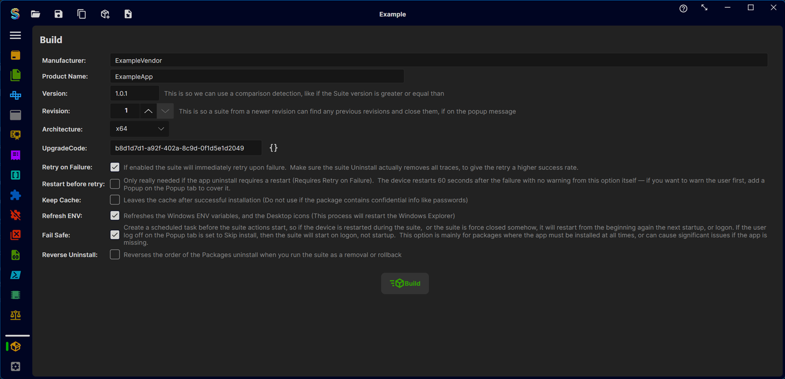 Build screen in Suite Creator