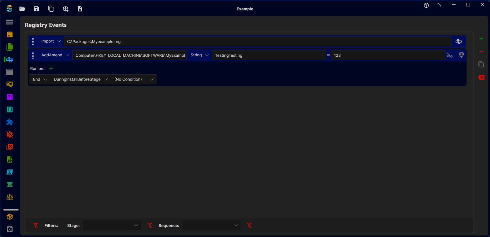 Registry configuration screen in Suite Creator